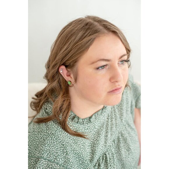 Stud Earrings Set, Shimmer, 10 mm, Round Studs for Women Girls Men,Handmade, Sta - Picture 9 of 9